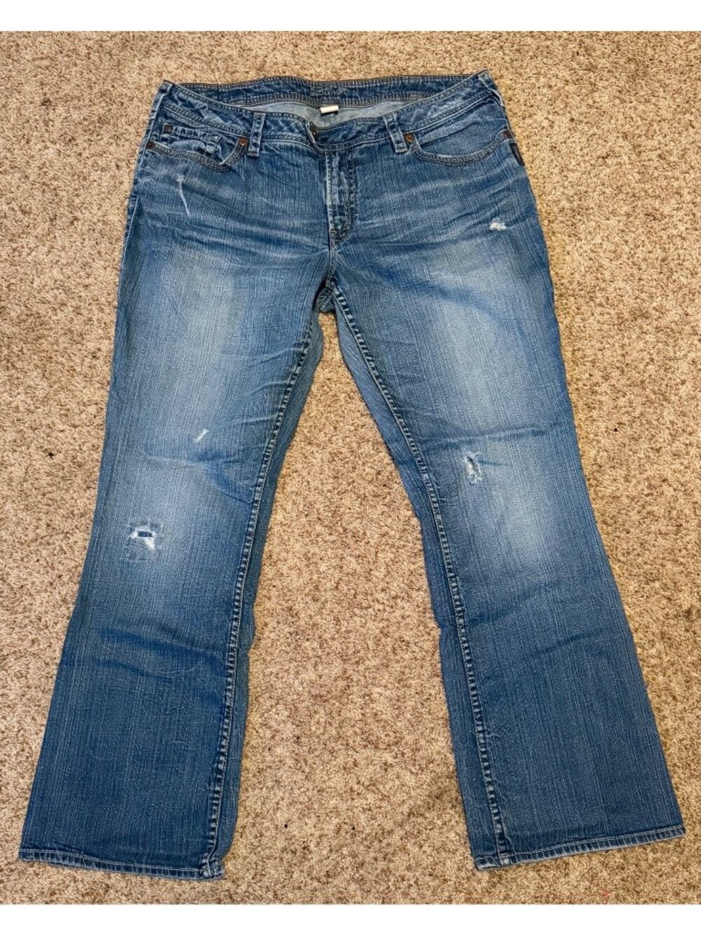 Silver Jeans Co. Tuesday Womens Distressed Bootcut Jeans Sz 18 L33 Medium Wash